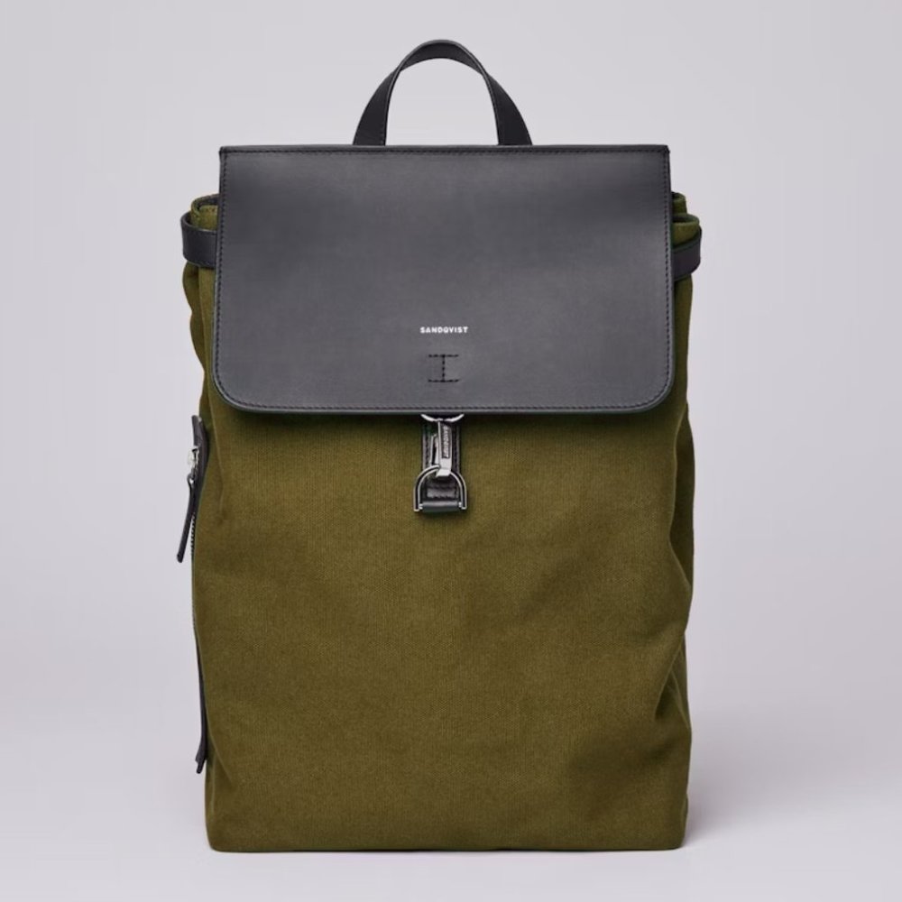 NWT SANDQVIST Alva Metal Hook Backpack in Black & Olive